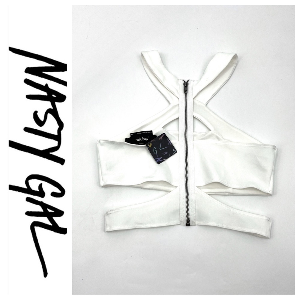 💕SALE💕 Nasty Gal White Zippered Cutout Top - Picture 2 of 6